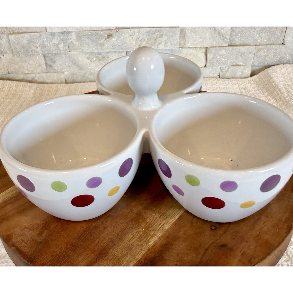 Pampered Chef Simple Additions Polka Dots 3 Part Trio Serving Dishes #2078 Excel